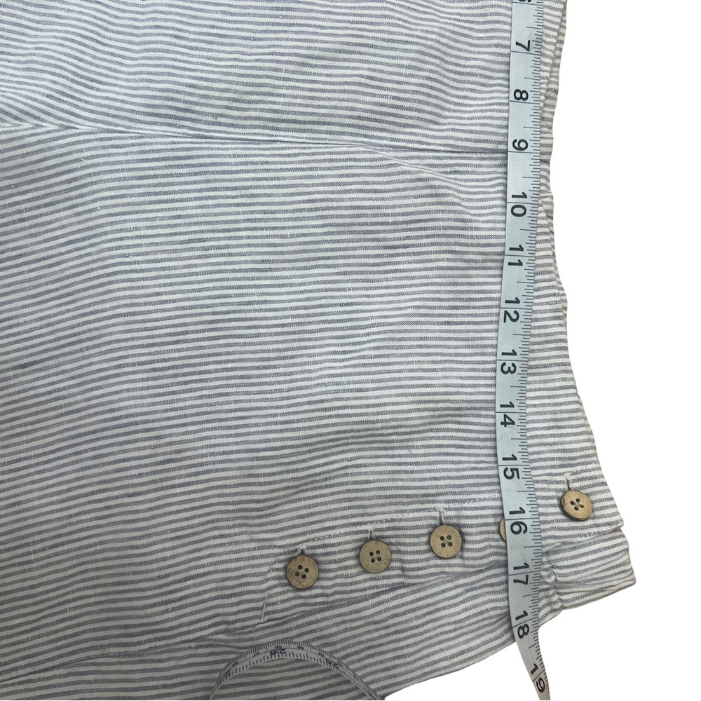 J. Jill Gray Striped Linen Pants Medium - Picture 3 of 7